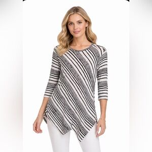 Vince Camuto Tunic Black Striped Long Sleeve